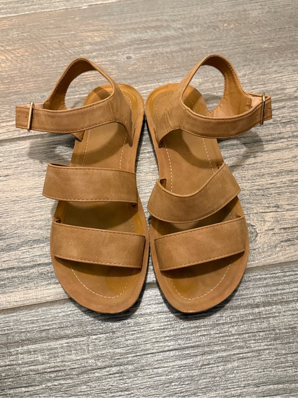Brown Strappy Flat Sandals Size 6.5